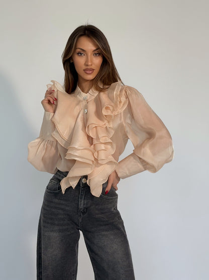 Риза Violita от органза с жабо