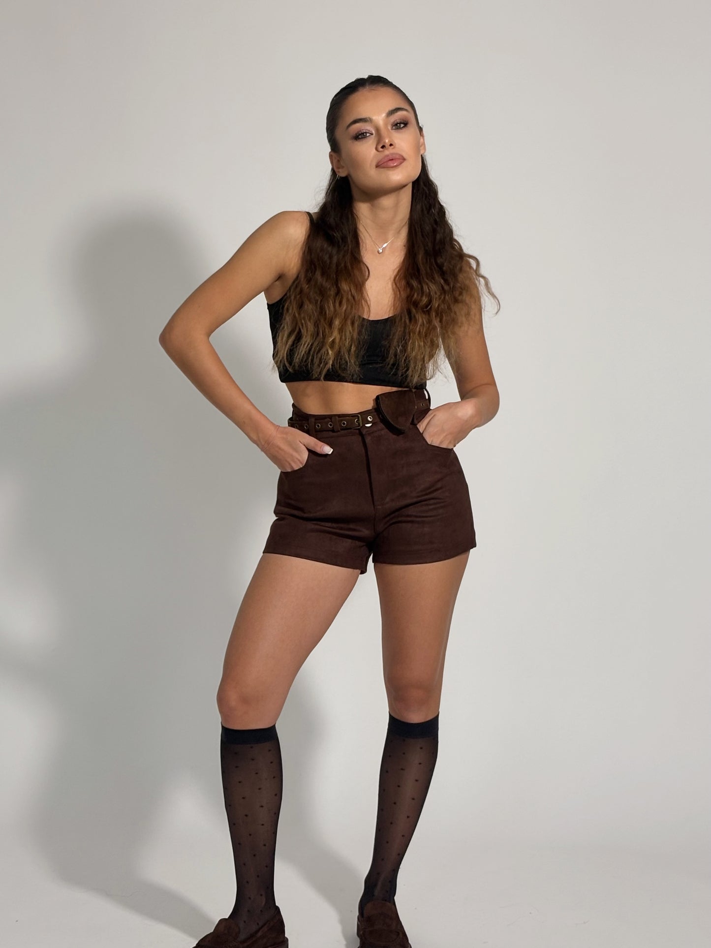 Велурен панталон Dolia с колан чантичка