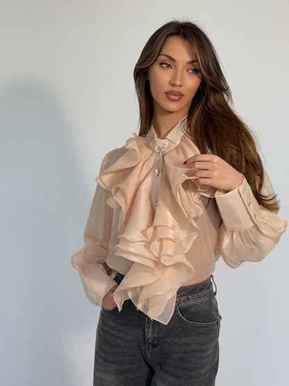 Риза Violita от органза с жабо