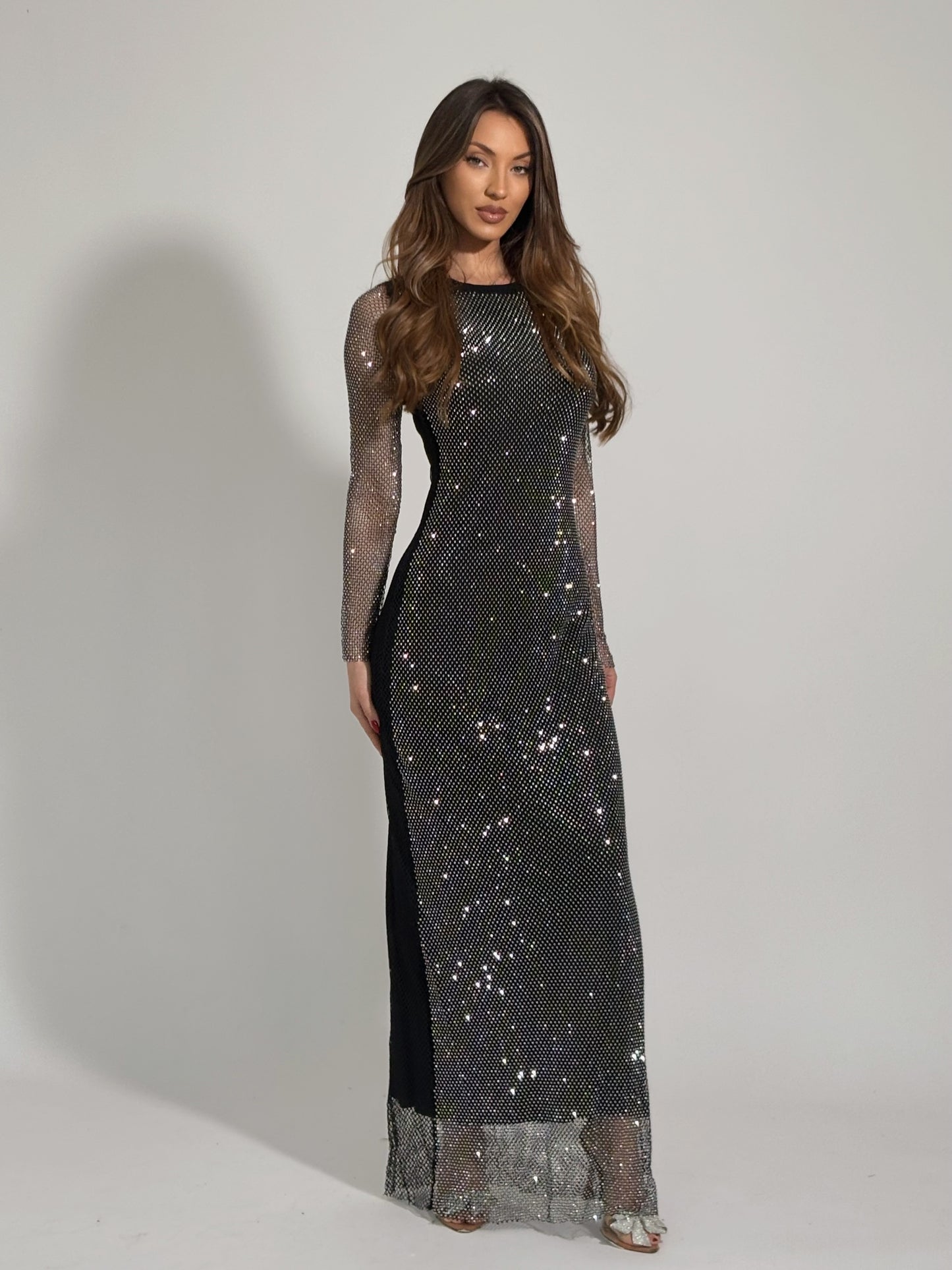 Рокля Beatrisa от мрежа с блясък