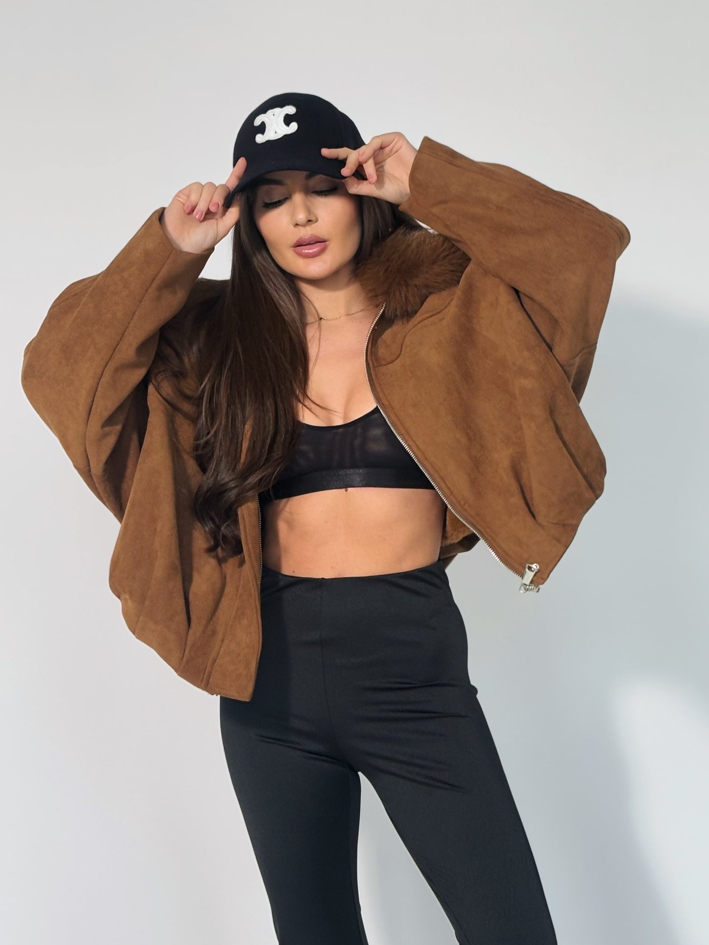 Велурено яке Romanita с пух