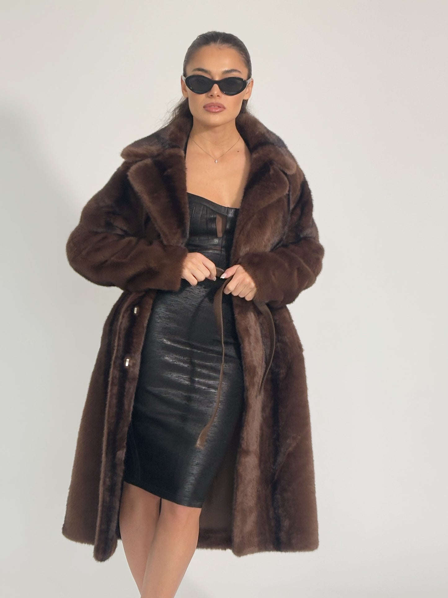 Палто от косъм Cruelly с колан