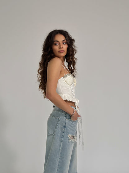 Сатенен корсет Palomita с камъни