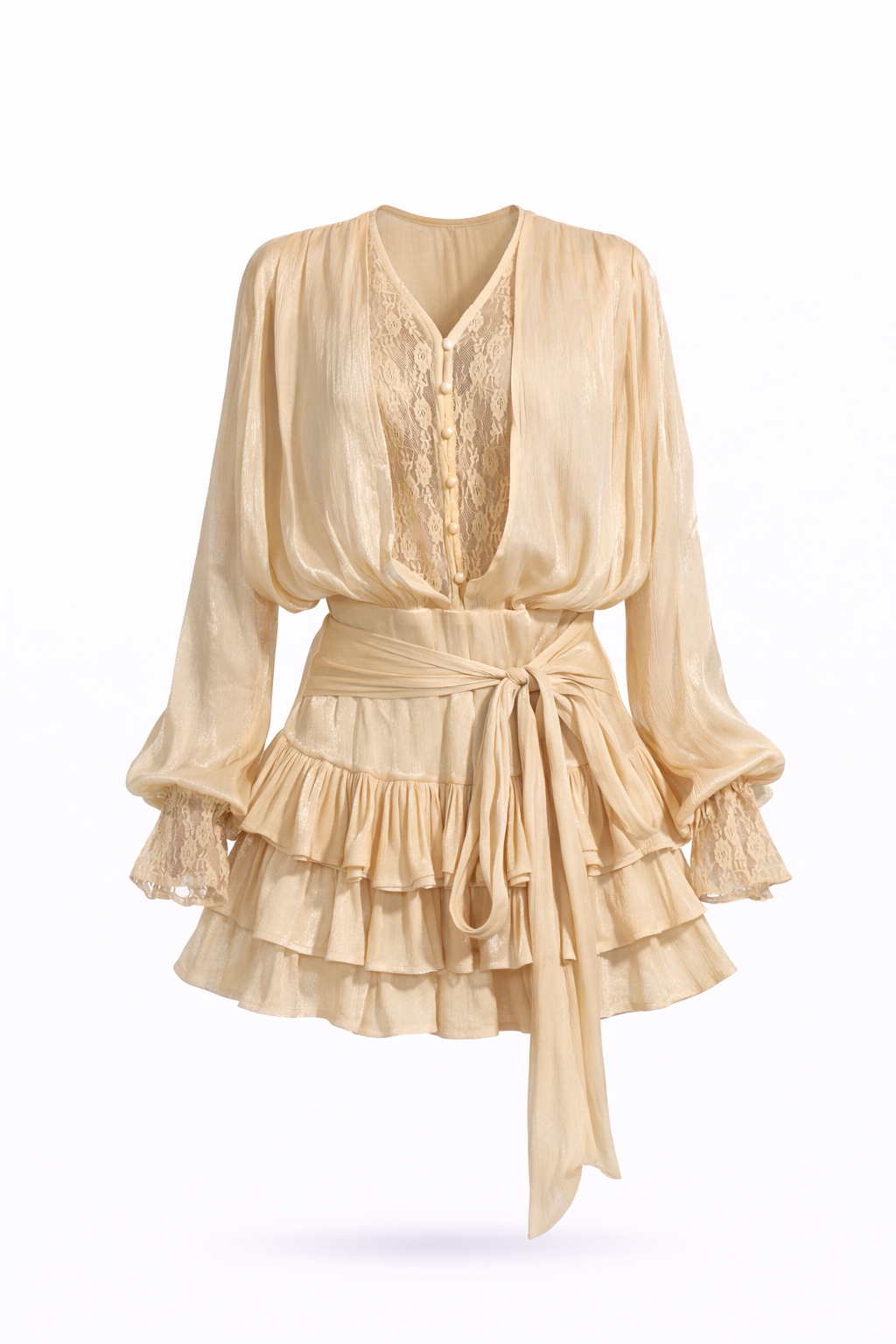Flame satin dress with pants