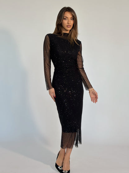 Тюлена рокля с лъскави частици Gia