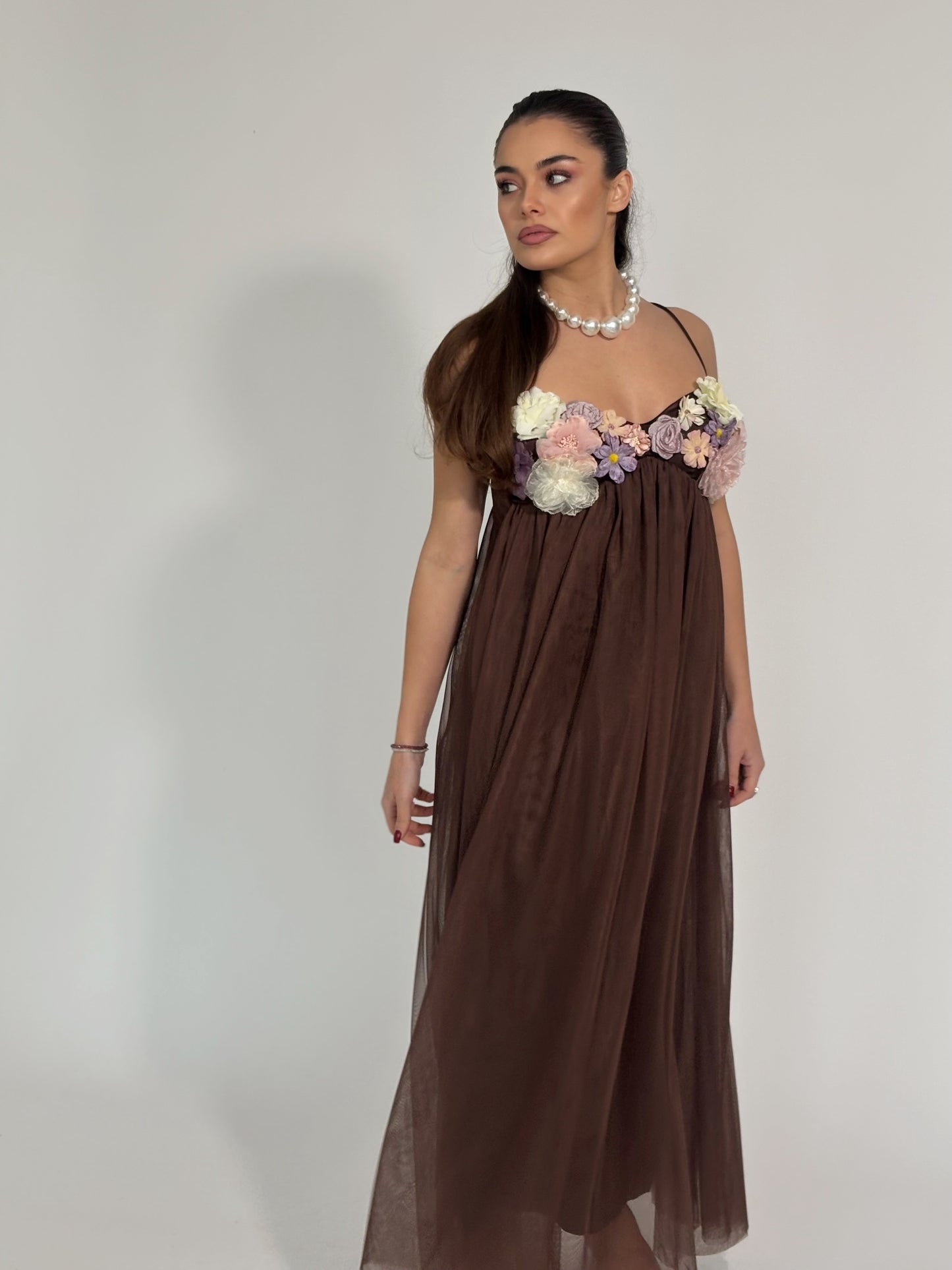 Rochie Vella din tul cu flori