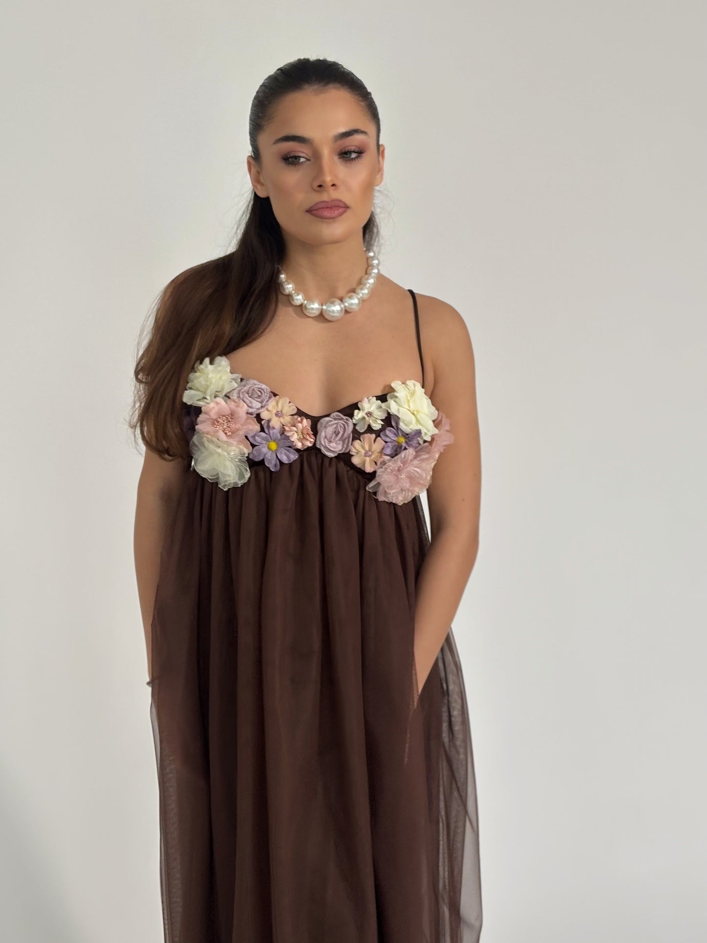 Rochie Vella din tul cu flori
