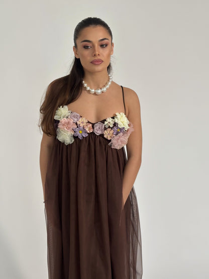 Rochie Vella din tul cu flori