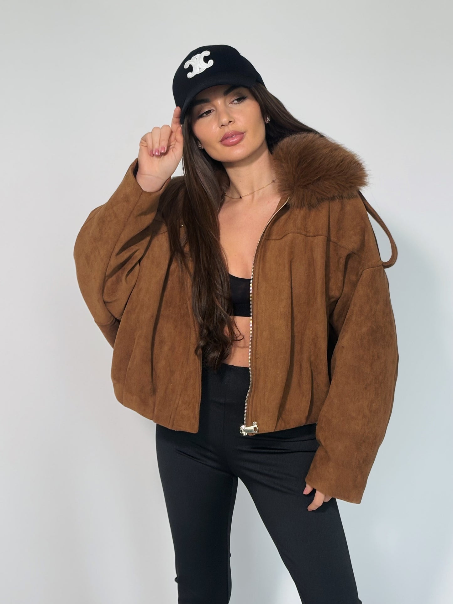 Велурено яке Romanita с пух