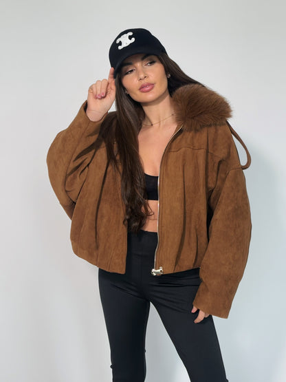 Велурено яке Romanita с пух