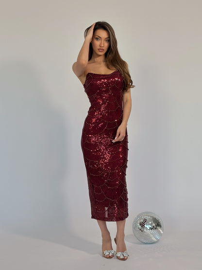 Рокля Arielle с пайети и перли