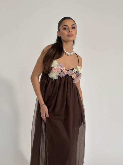 Rochie Vella din tul cu flori