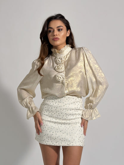 Риза Voalia с лъскав ефект и рози