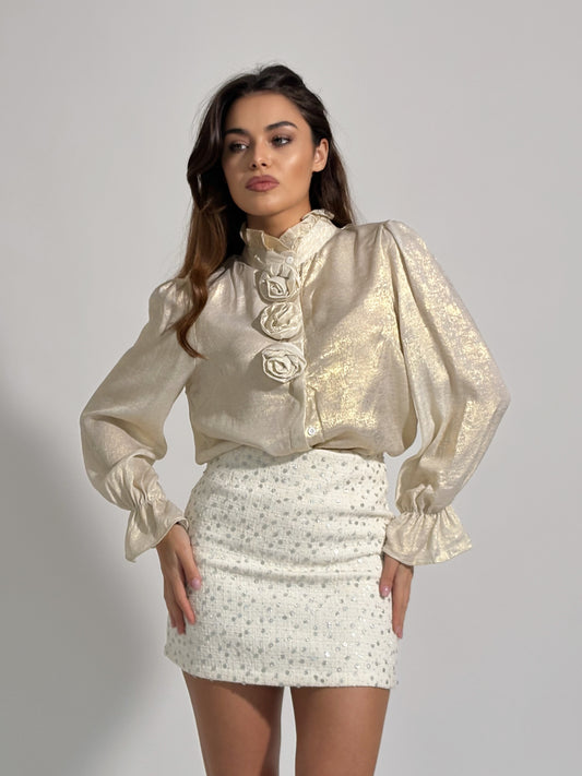 Риза Voalia с лъскав ефект и рози