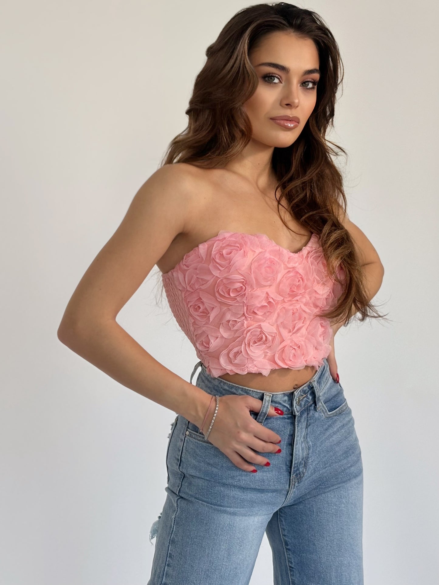 Roses bustier with organza roses