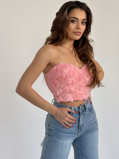 Roses bustier with organza roses