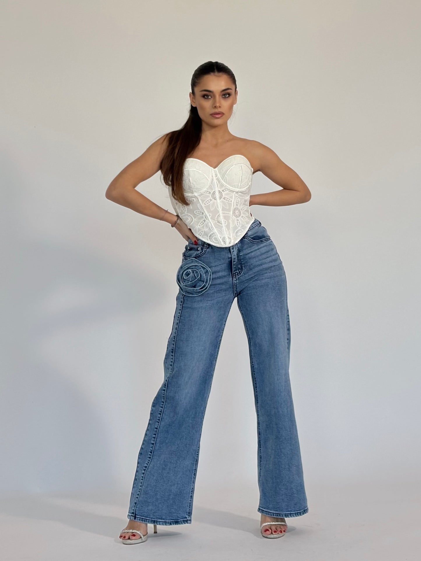 Дънки с роза Rose