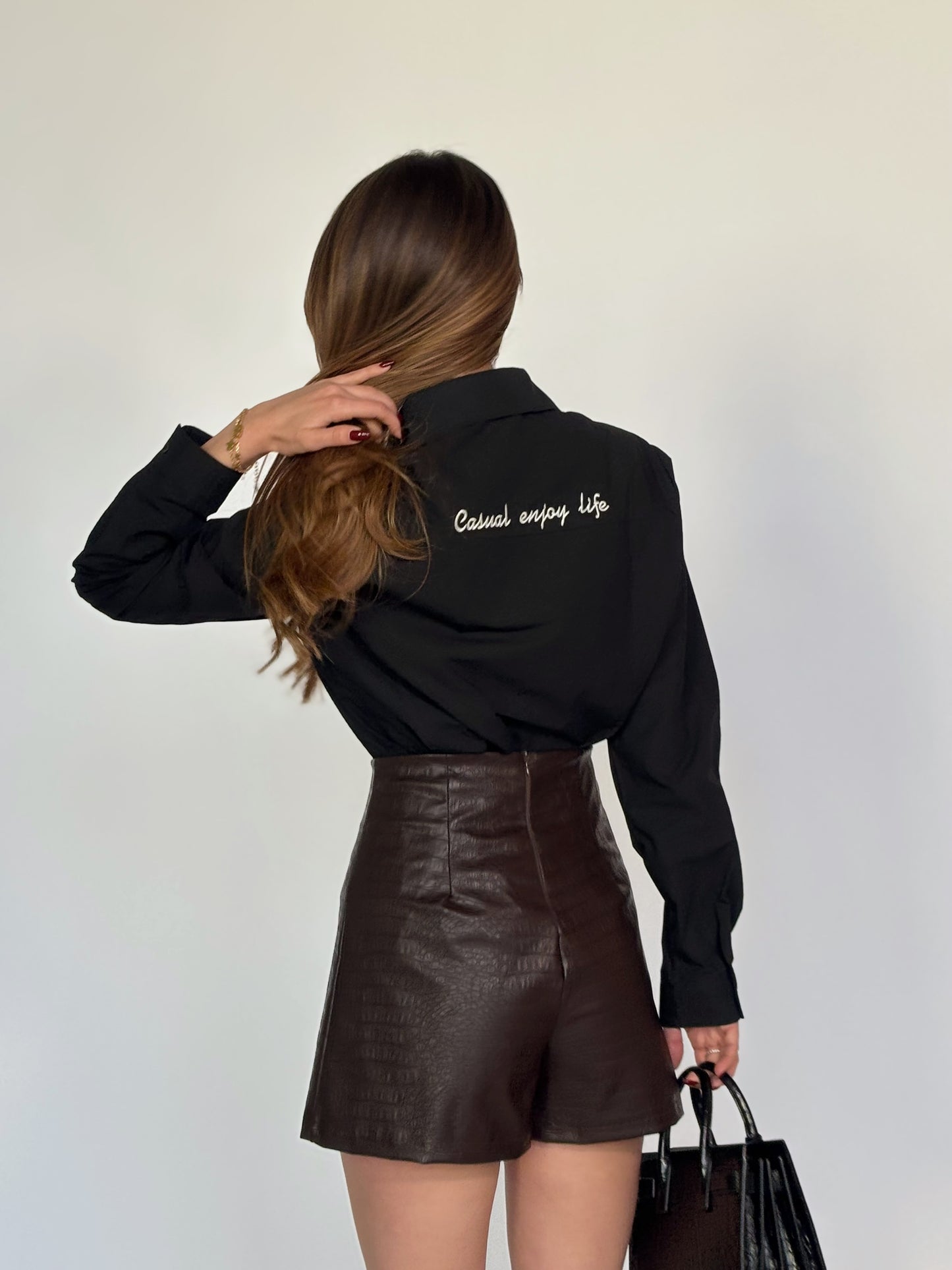 Кожена пола-панталон Dora с цепка