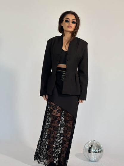 Сатенена пола с дантела Mocha