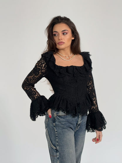 Bluză cu corset din dantelă Leyla