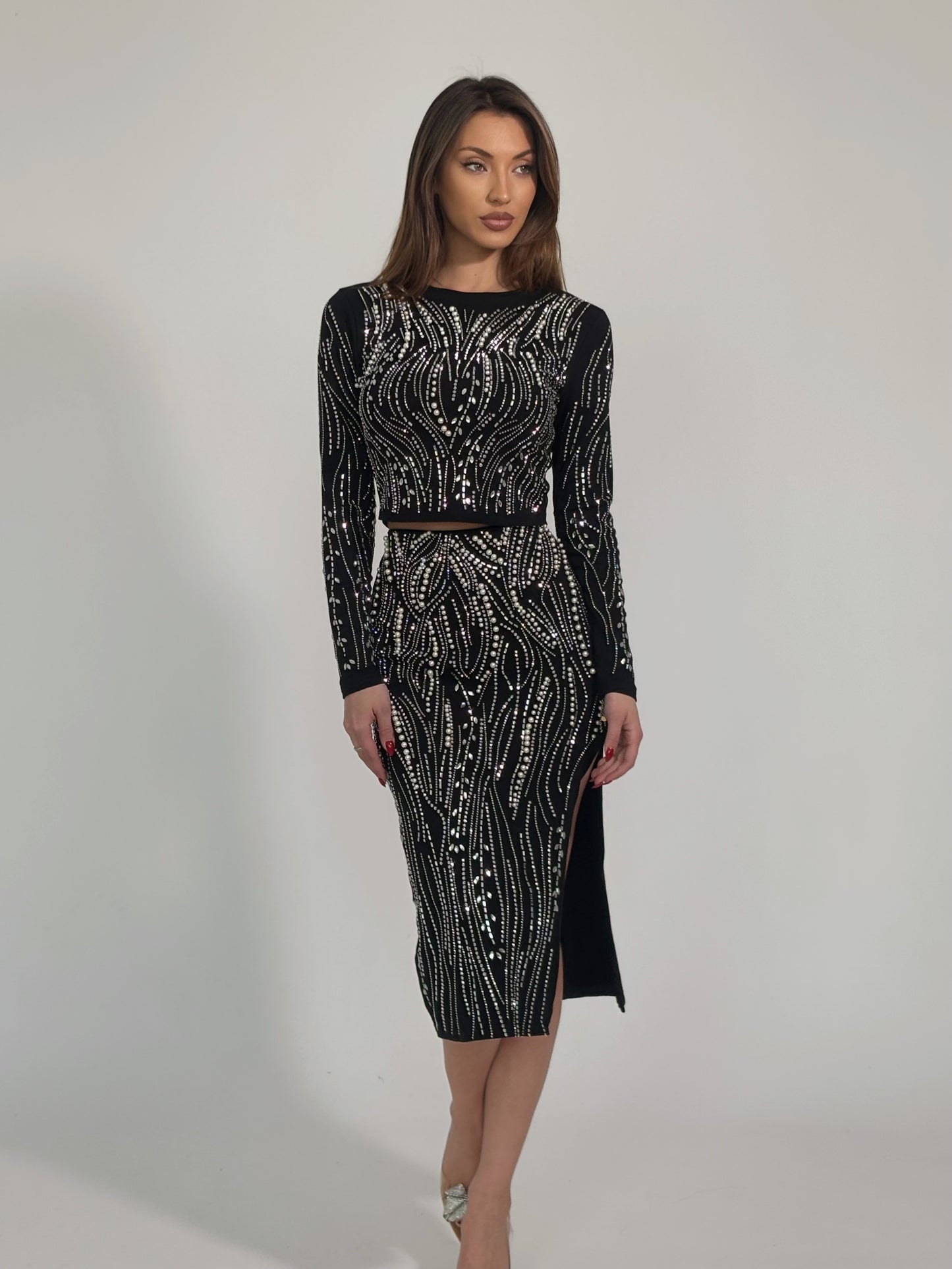 Комплект Lola с камъни и перли