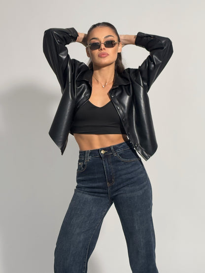 Кожено яке тип риза Violi