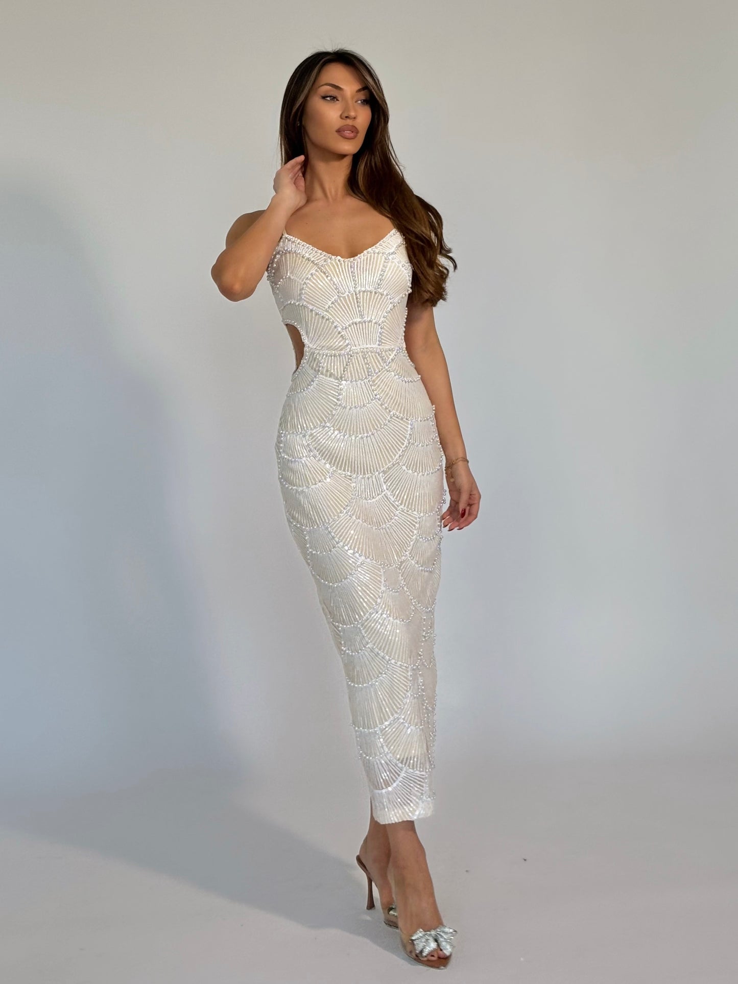 Рокля Arielle с пайети и перли