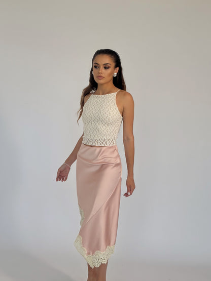 Сатенена пола с дантела Mosha
