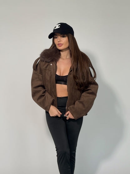 Велурено яке Romanita с пух