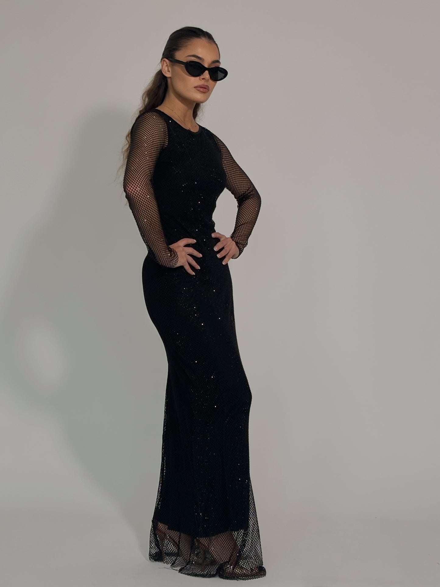 Рокля Beatrisa от мрежа с блясък