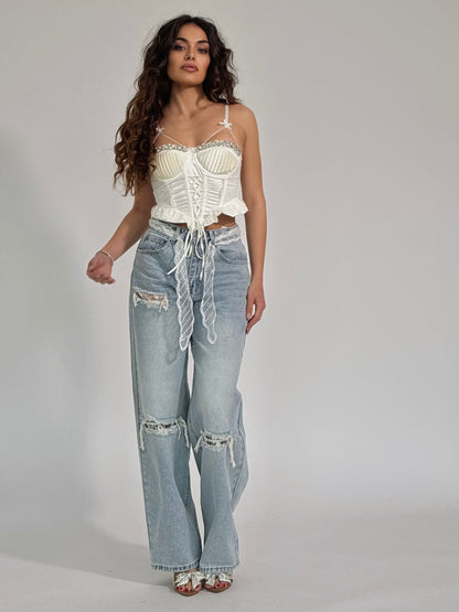 Сатенен корсет Palomita с камъни