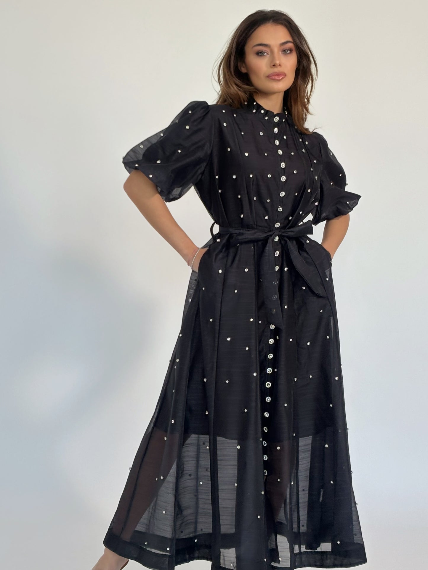 Rochie Carmen cu pietre