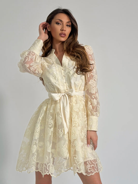 Дантелена рокля Malona с колан