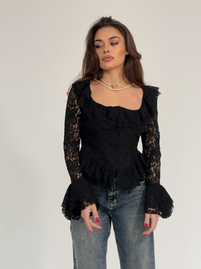 Bluză cu corset din dantelă Leyla