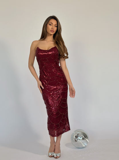 Рокля Arielle с пайети и перли