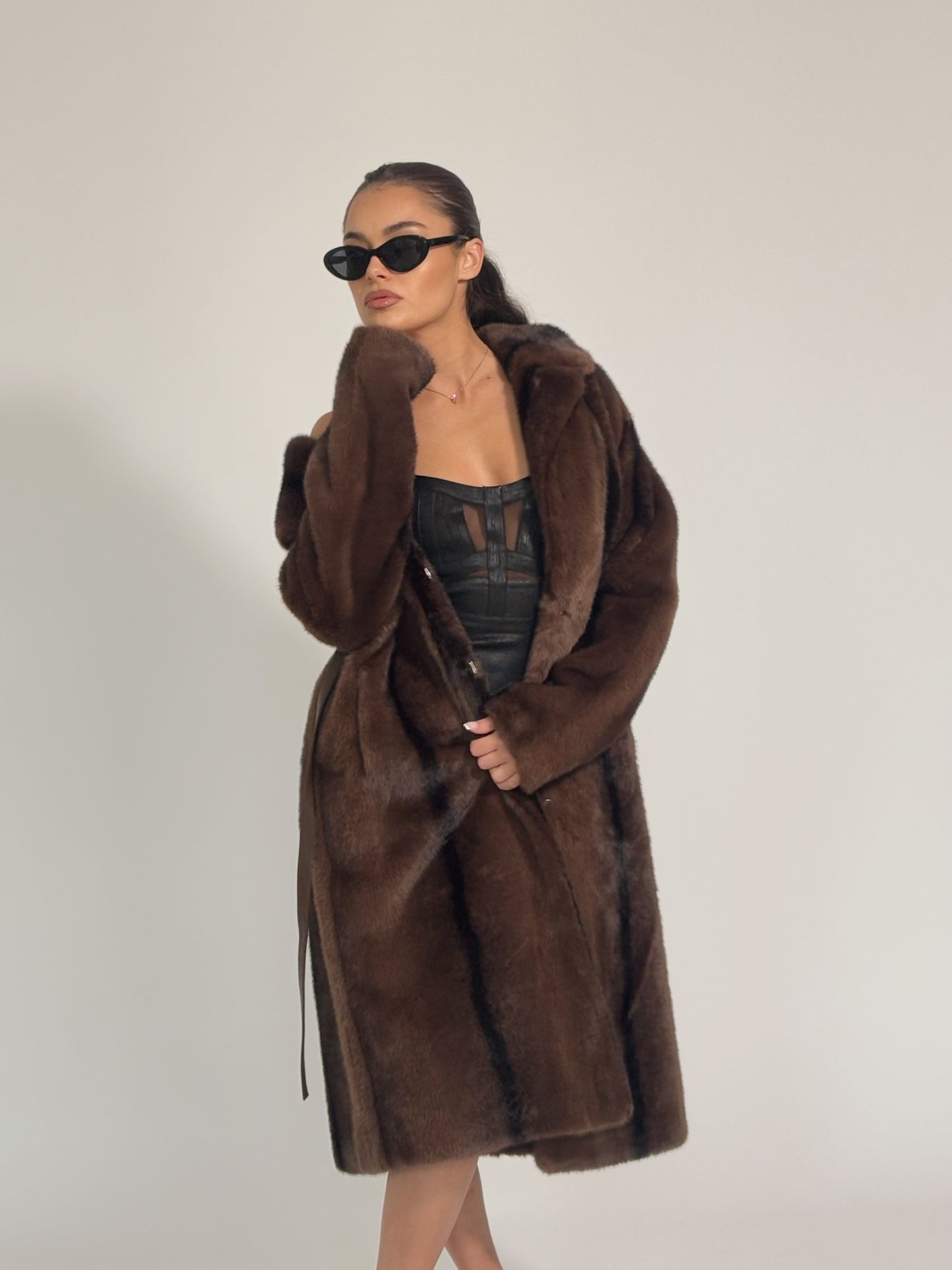 Палто от косъм Cruelly с колан