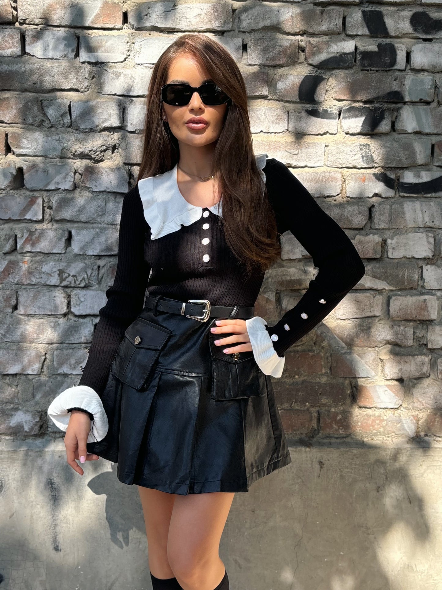 Кожена пола Lady с колан