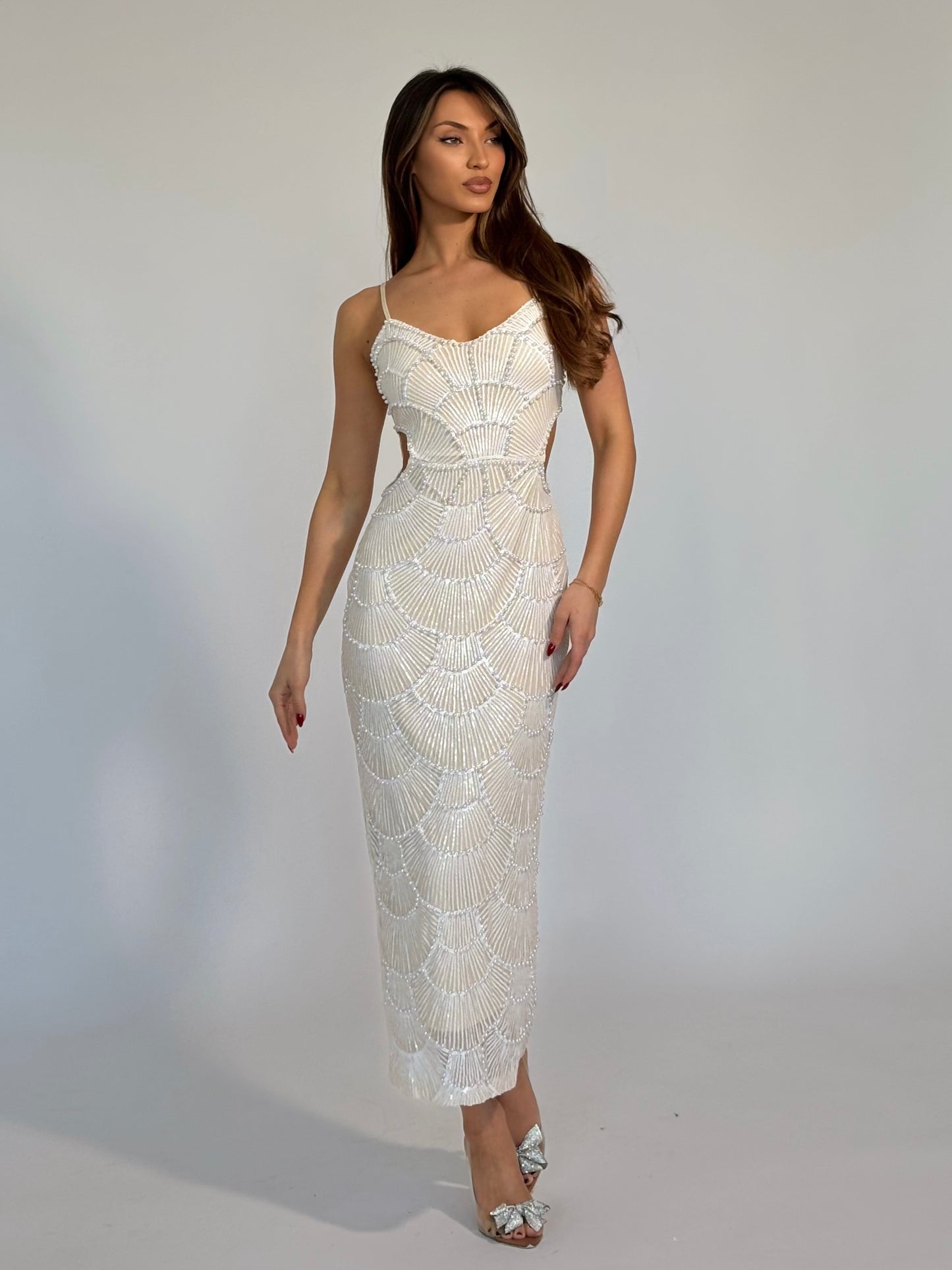 Рокля Arielle с пайети и перли