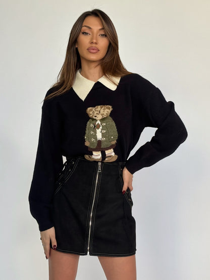 Велурена пола с връзки Jessi