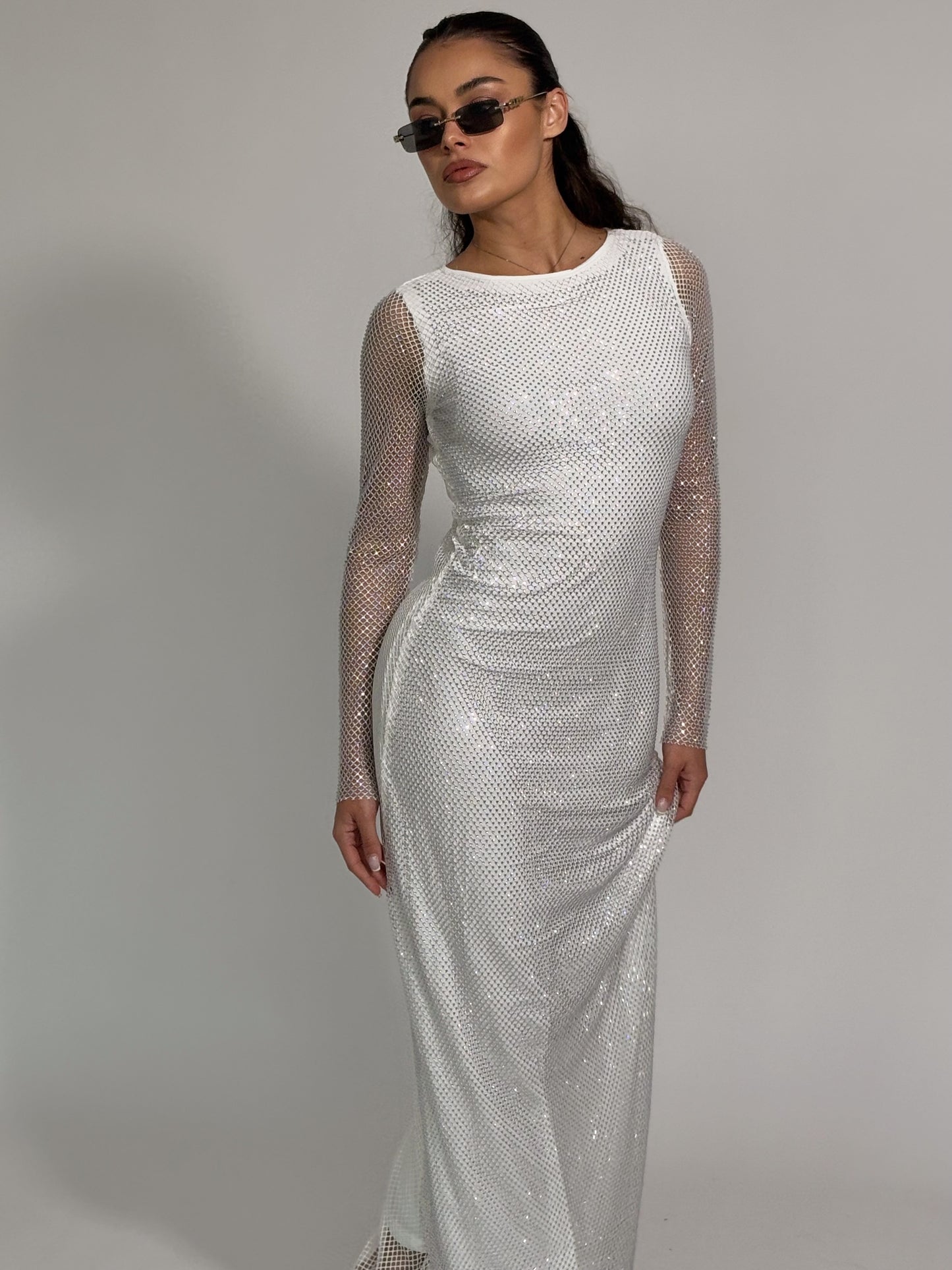 Рокля Beatrisa от мрежа с блясък