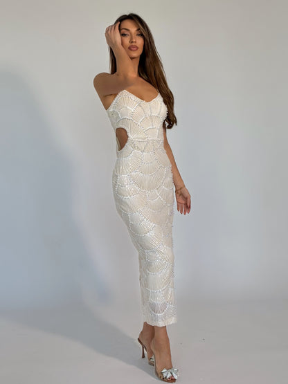 Рокля Arielle с пайети и перли