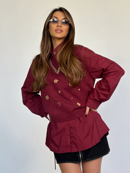 Пуловер без ръкави Beata с мечета и камъни