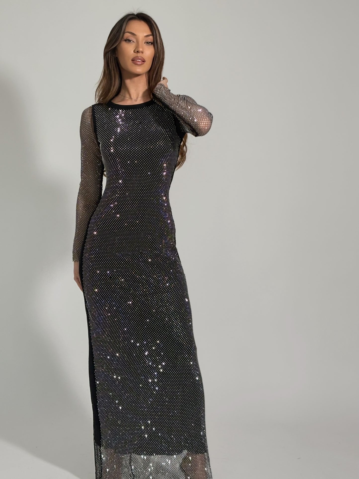 Рокля Beatrisa от мрежа с блясък