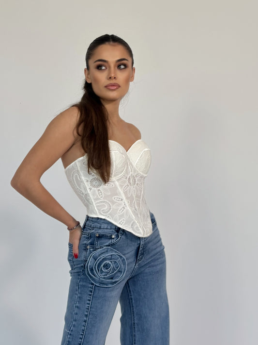 Дантелен корсет Vella с твърди чашки