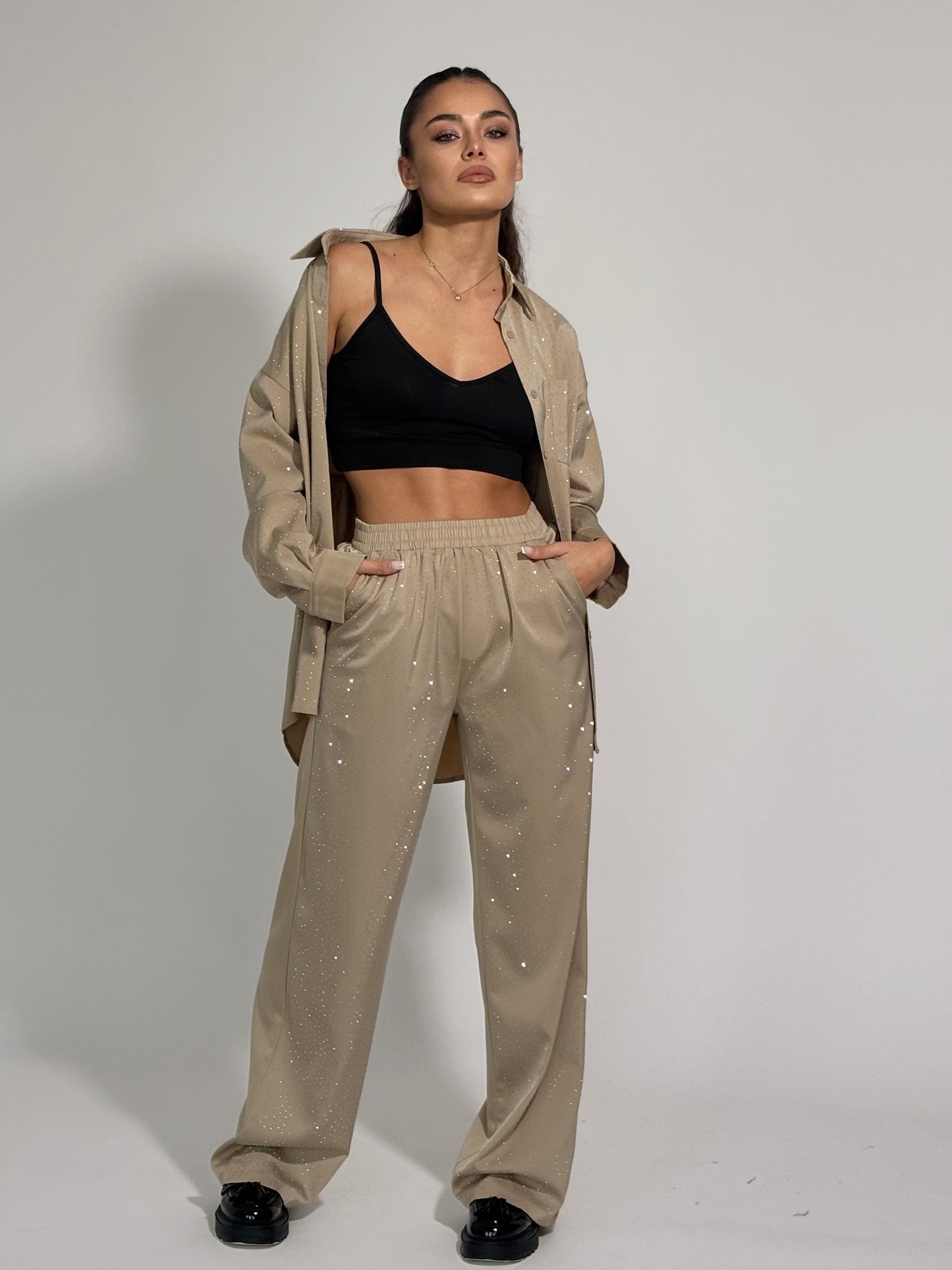 Сатенен комплект Ohara с камъни