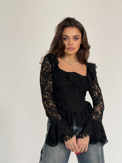 Bluză cu corset din dantelă Leyla