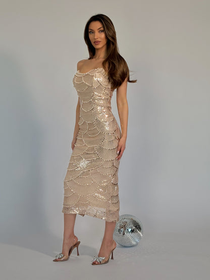 Рокля Arielle с пайети и перли