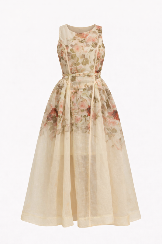 Baroque dress with ribbon belt