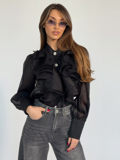 Риза Violita от органза с жабо