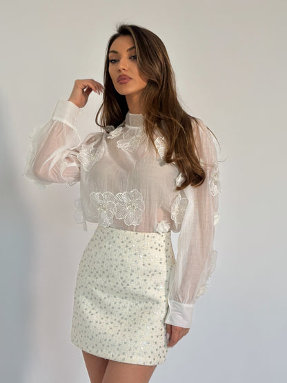 Блуза Felity от органза с 3D цветя